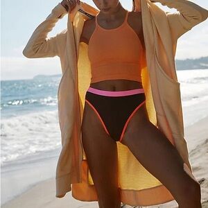 Free People Movement Pale Yellow Logan Oversized Slouchy Zip Up Hoodie, Sz S